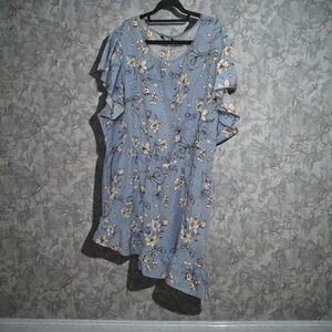 BloomChic Sky Blue Floral Ruffle Blouse